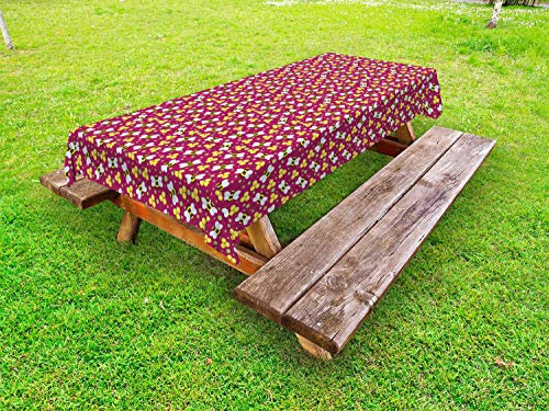 ABAKUHAUS Ape Tovaglia da Esterno, Il Volo ostacola la Grafica, Tovaglia da Picnic Lavabile Decorativa, 145 cm x 305 cm, Lampone Giallo