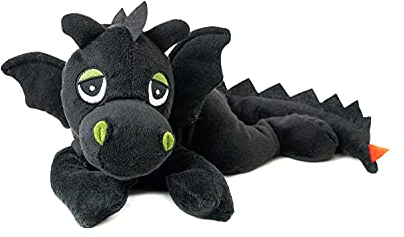 Habibi Plush Wärmekissen/Stofftier f. Kinder und Erwachsene – 1862 Glücksdrache-Drache schwarz mit Hirsefüllung, Wärmekuscheltier zum Erwärmen in der Mikrowelle/Backofen, ideal auch für Babys