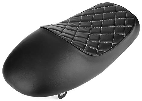Seggiolino per moto, cuscino per sella vintage in pelle PU per moto, adatto per CG125 Cafe Racer(Nero)