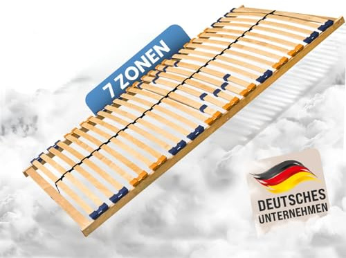 Coemo Lattenrost MULTIRA, 80x200 cm, starr, 28 Leisten | 7-Zonen, Mittelgurt, 5-fach Härteregulierung, nicht verstellbarer Lattenrahmen, für alle Matratzenarten geeignet