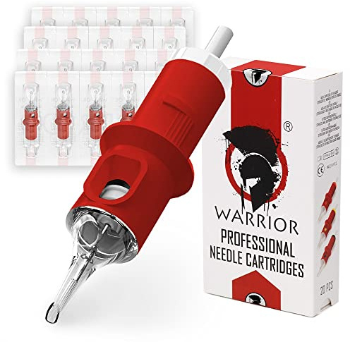 WARRIOR Red Tattoo Patronen Nadeln Professionelle für Augenbrauen Lippen Sterilisierte mit E.O Gas Cartridge Round Liner 316L Chirurgischer Stahl Einweg Permanent Make-up (0.25mm-0805RL)