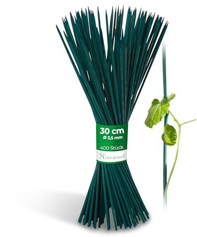 Novatool 400x Splittstäbe 30 cm x 3,5 mm I Grün I Rankhilfe Tomaten Stangen Bambus Pflanzstäbe Holz stäbe für orchideen Pflanzenstock Blumenstangen