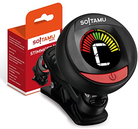 SO!TAMU | Profi Clip-on Stimmgerät für alle Instrumente - Tuner & Stimmgerät Gitarre, Bass, Violine, Ukulele − Chromatisches Stimmgerät − Inkl. Batterie & autom. Energiesparmodus