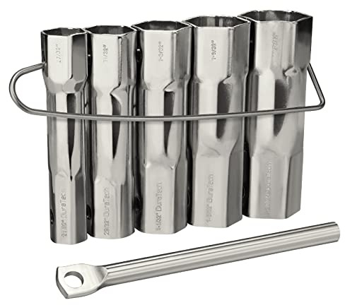DURATECH Shower Valve Socket Wrench Set with Bar Handle for Removing Tub & Shower Valve, SAE, Includes 21/32”x 27/32”, 29/32”x 31/32”, 1-1/32” x1-3/32”, 1-5/32”x1-9/32”, 1-11/32”x 1-7/16”, 5-Piece