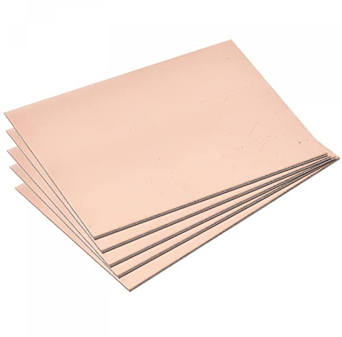 sourcing map 5 Stück PCB Kupfer Plattierte Platinen 100mm x 70mm x 1mm | Laminat, FR4 Glasfaser, Einseitig, Für Schaltungsprojekte