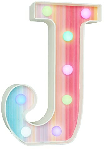 Rainbow Light Up Letters, Colorful LED Letter Lights 16 Color Changing Alphabet Sign Gifts for Girls Women Party Birthday Decorations Remote Night Light Christmas Valentine Wall Table Decor - J
