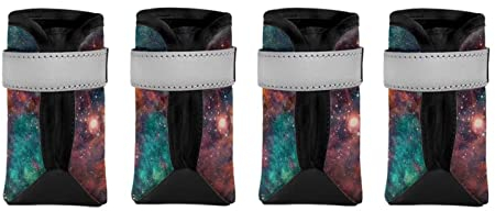 Suhoaziia Galaxy Space Hundeschuhe Bequeme Langlebige Hundeschuhe Reflektierende Riemen Anti-Rutsch und rutschfeste Hundeschuhe für Wandern Outdoor