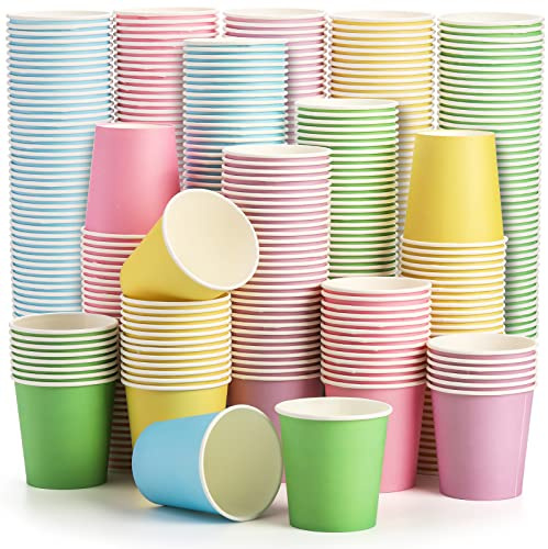 Nicunom 500 Pack 6 Oz Paper Cups, Colorful Small Disposable Paper Coffee Cups Hot Cold Beverage Drinking Cup for for Water, Juice, and Espresso