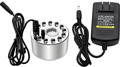 JIONET Mini Humidificador Ajustable, Generador Niebla Fuente Agua Estanque Atomizador Generador Niebla con 12 Luces Decoración Paisaje Niebla Fría (Color : Normal Power)