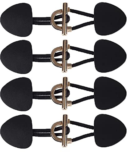 SHTGOI 4 Paar Knebelknöpfe Metall PU-Leder Horn Knebelverschlüsse Kleidungsersatzbutton Nähknöpfe Mit Verschluss Leder Buttons Dufflecoat Verschluss Schnalle Knöpfe für Windjacke Mantel Schwarz