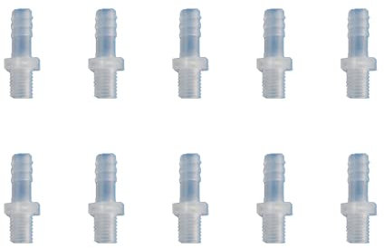 Boxonly Lot de 10 raccords cannelés en plastique pour tuyau Pagoda 8 mm - Filetage externe M10 - Connecteur droit pour carburant, gaz, liquide, air