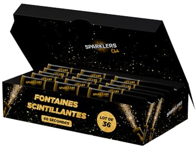Lot de 36 Fontaines à Gateaux Scintillantes durée 60 Secondes pour Gateaux et Bouteilles de Champagne, Bougie lumineuse d'ambiance pour anniversaire 1 Minute - SPARKLERS CLUB®
