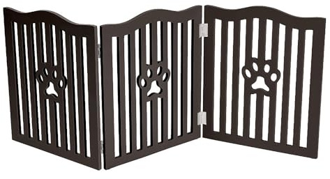 Trimate, Pet Gate, Wooden Free Standing Dog Gate for Small Dogs and Cats. Great Folding Fence for Doorways, Halls, Stairs. Espresso