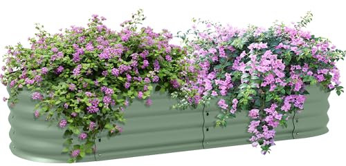 Outsunny Galvanised Raised Beds for Garden, Metal Elevated Planter Box with Safety Edging, Easy DIY for Growing Flowers, Herbs, Succulents, 150 x 62 x 30cm, Green