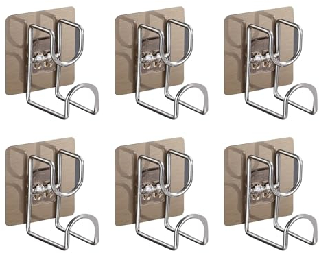 6 Stück Waschbecken Haken, Klebe Waschbecken Haken, Wand Montage Waschbecken Kleiderbügel, Metall Robe und Handtuch Haken, Multifunktion Aler Becken Kleiderbügel Abstellgleis Haken für Küche Badezimme