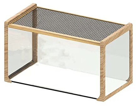 Cage à Reptiles, Tortue, Habitat de Tortue, Grain de Bois, lézard, Maison d'alimentation pour Animaux domestiques, habitats en Verre avec île Flottante pour Reptiles Amphibiens (Bois 76 x 42 x 122 cm