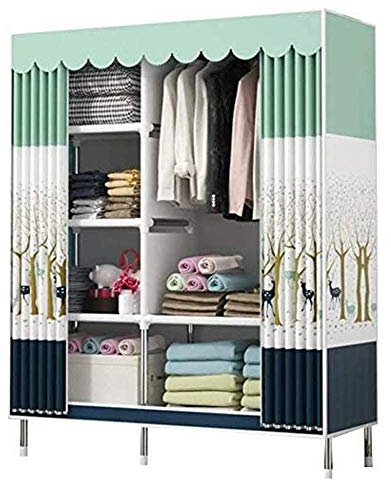 Tragbarer Kleiderschrank aus Segeltuch, einfache Montage, robust und langlebig, verdicktes Stahlrohr mit Metallregal und Staubschutz, faltbar, zum Aufbewahren von Kleidung, Schuhen, Spielzeu