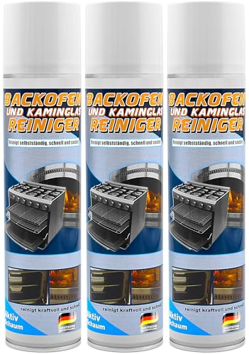 3 x 400ml Backofen & Kaminglasreiniger Set mühelos Ruß vom Kaminglas entfernen Kachelofen Scheibe reinigen