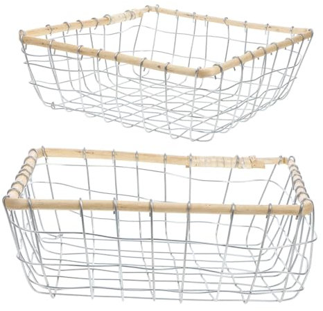 CIYODO 2pezzi Cesti Metallo per Stoccaggio Cesti Decorativi Multifunzionali per Snack Frutta e Oggetti Vari per Ambienti Interni Ed Esterni Design Impilabile e Versatile