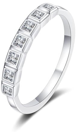 Epinki Freundschaftsringe Weißgold 14K, Klassiker Prinzess 0.56ct Labor Erstellt Diamant Verlobungsring, Au585 Gold Damen Diamantring Echtschmuck, Gr.61 (19.4)