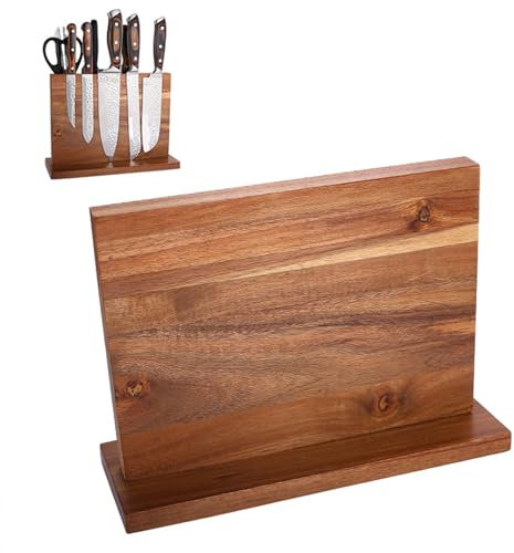 Ruiqas Range Bois Couteaux de Cuisine de Rangement Magnétique Universel pour Couteaux,Facile à Ranger,11.65 * 4.09 * 8.58inch,Marron