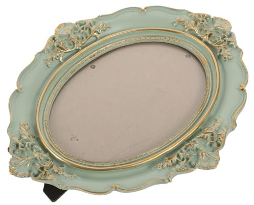 VOSAREA Ovaler Antik Bilderrahmen: Grün Oval Bilderrahmen Vintage im europäischen Stil - 7 Zoll Fotorahmen Wanddeko Tischdeko dekorative Fotorahmen