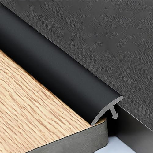 Bodenleiste für unebene Böden, Metallschutzleiste für Teppich, Fliesen, Laminat oder Holz, Schwarz