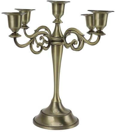 5-Armiger Kerzenständer, 5-Armiger Kerzenhalter, Kandelaber, Kerzenhalter, hoher Kerzenhalter, Eisen-Retro-Kerzenhalter für Weihnachtsfeier (Bronze)