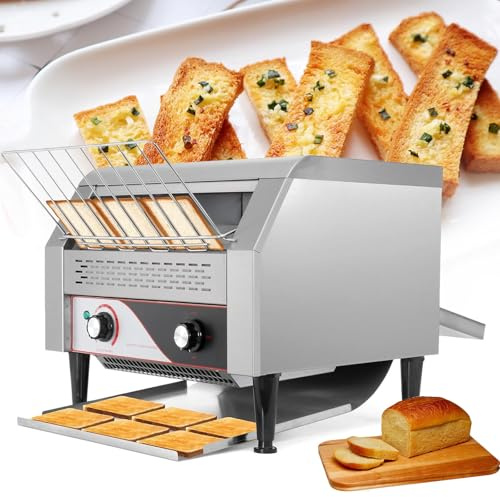 SAIYERUS Tostadora de Cinta Industrial (Potencia: 2.600 W, Velocidades: 7, Espera, panecillos, Pan, hasta 300/450 rebanadas de Pan Tostado por Hora),450PCS/Hour