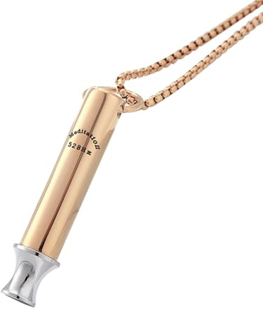 Flongo Collar Silbar 528hz Acero: Sonido Curativo Meditación Respiración Consciente Dejar de Fumar Amor Afinador Collar con Silbato - Acero Inoxidable Hombre Mujer