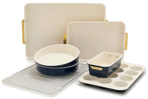 GreenPan Bakeware Ceramic Nonstick 7 Piece Ovenware Set, Oxford Blue