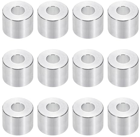 PATIKIL Rondelles en Aluminium M6, 12pcs Entretoise Métallique à Vis Ronde, Rondelle Plate pour Vis Tige Écrous Boulons, Bague d'Écartement en Métal 6.2mm ID x 15mm OD x 12mm Hauteur
