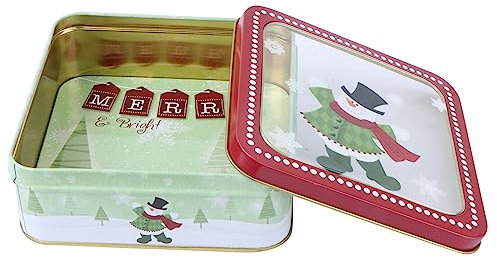 Homoyoyo Dekorative Quadratische Blechdose Mit Deckel Und Transparentem Fenster Weihnachtsbox Für Süßigkeiten Aufbewahrung Und Geschenkverpackung Strapazierfähig Und Festliche Party Geschenkbox