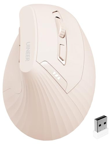 Vertical Mouse Wireless, 2.4G Rechargeable Mouse with Battery Indicator,4 level DPI,Ergonomic Design for Comfort and Reduced Wrist Strain, Ideal for Home And Office Use (Pink)