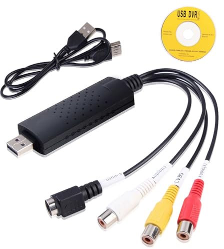 USB 2.0 Audio Video Grabber Convertitore, VHS su PC, Video Capture Card per videocassette, adatto per VHS VCR DVD Hi8 Video 8 Mini DV, compatibile con Windows 11 10 8 7 e Mac