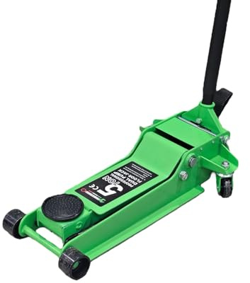 PrimeUtensili Cric Idraulico Professionale da Pavimento, 5 Tonnellate, Doppia Pompa, Altezza 90-550mm, Telaio Lungo