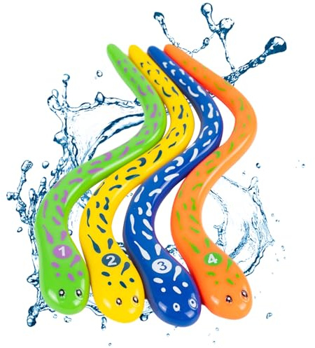 DMOPRDNB Diving Toys for Kids,4 Pack Fun Swimming Diving Pool Toys Sinkers Underwater Dive Sticks Pool Toy Snake for Children