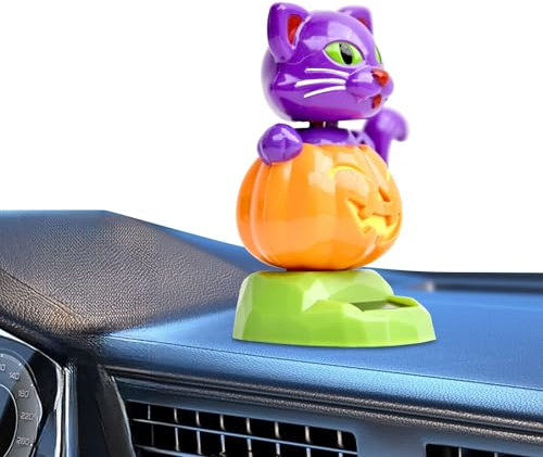 Figure Oscillanti | Bambola Gatto Zucca ad Energia Solare - Statua Giocattolo Decorativa per Interno Auto per Camion Davanzali e Uffici