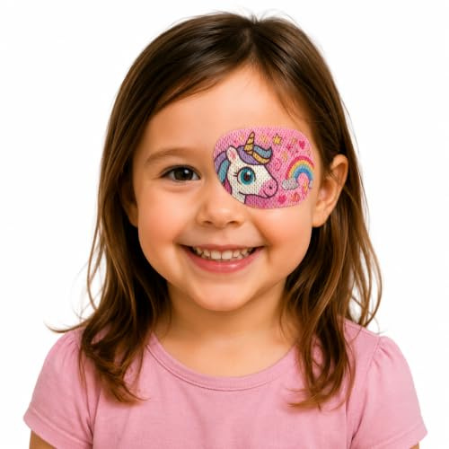 x50 Kinder-Augenklappen für Amblyopie (faules Auge) und Strabismus-Behandlung – Märchenmotiv | Post-Operations-Okklusionspflaster – bequeme selbstklebende Augenabdeckungen für Mädchen –