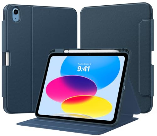TiMOVO Cover Custodia per iPad A16 11/10 Gen 10,9, Blu Marino