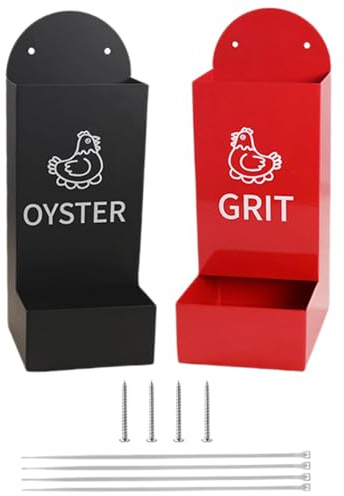 Tuxuseo Grit Automatic Feeder for Chicken Coop - 2-Piece Chicken Grit Container - Semi-Closed Robust Leak-Proof Feeder Accessories for Chickens Ducks Rabbits