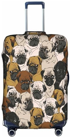 Aubnva Imagen De Mops-Aufdruck, waschbar, Reisegepäck-Abdeckung, personalisierter Koffer-Schutz für Business und Freizeit, weiß, XL