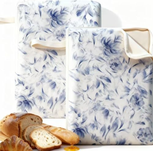 Wide Zipper Access Cotton &Beeswax Bags for Homemade Bread 2 Pack XL Reusable Beeswax Bread Bags for Homemade Bread Freezer Organic Cotton Food Storage Bags to Keep Fresh