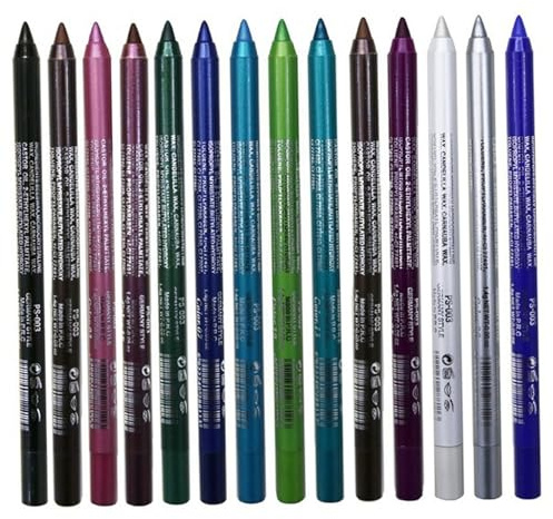 Ensemble de 14 crayons eye-liner pailletés, crayons eye-liner pailletés, doublures en gel coloré imperméables et anti-taches avec finitions métalliques et chatoyantes pour un maquillage de précisio
