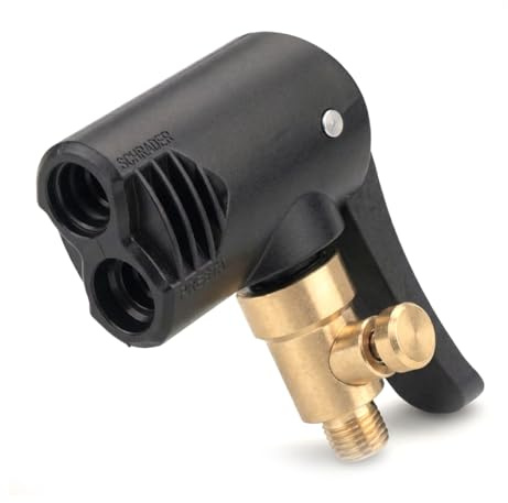 AEUXZA Adaptador de Válvula 2-en-1 Presta & Schrader, Cabezal Aire Latón para Inflador de Neumáticos de Bicicleta, Moto, Compatible con Bomba de Bicicleta y Compresor, para Coche, Juego Multifuncional