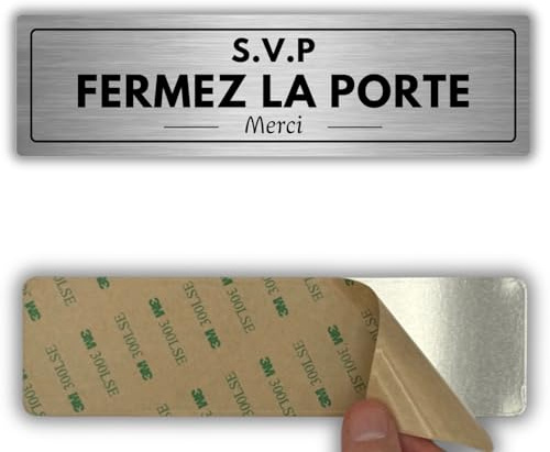 LEIASA | Plaque Fermez la Porte - 5x18 cm - Aluminium - Gardez Bien Close | Panneau Refermer Derrière Soi, Autocollant Battant à Rabattre, Sticker Coupe Feu, Pancarte Courant d'Air, Signal Clé