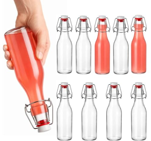 10PCS Bügelverschlussflaschen 100ml Glasflaschen mit Bügelverschluss kleine Vorratsflaschen aus Glas zum Befüllen von Öl Essig Saft Likör Limonade Kombucha Wiederverwendbar spülmaschinenfest