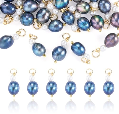 Spritewelry Natural Cultured Freshwater Pearl Pendant Potato Rice Oval Shape Pearl Beads Charms Connectors Links for Earring Bracelet Necklace Jewelry Making