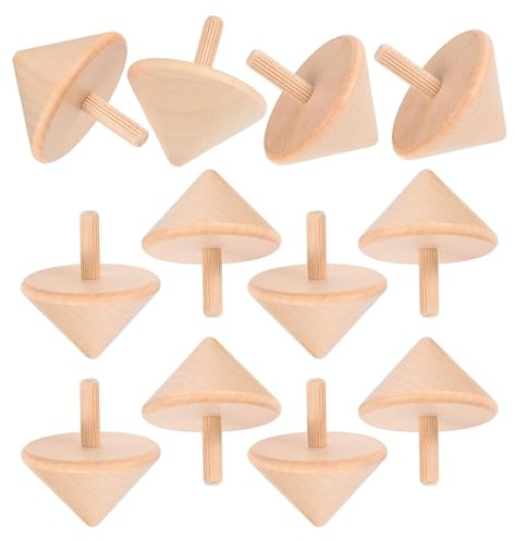 12 kleine hölzerne Schlagkreisel, bemalbarer rotierender Kreisel aus Holz für, Schüler, Kunst, Malerei, Schule, Bastelprojekt, sichere wirbelnde Holzpuppen