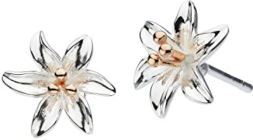 Dew 4083RG Boucles d'oreilles à tige en forme de lys de Colombie, en argent sterling et en plaqué or rose